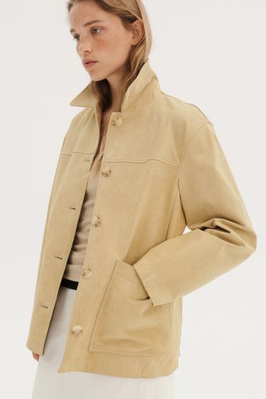 SUEDE LEATHER JACKET ZW COLLECTION LIMITED EDITION - Butter by Zara