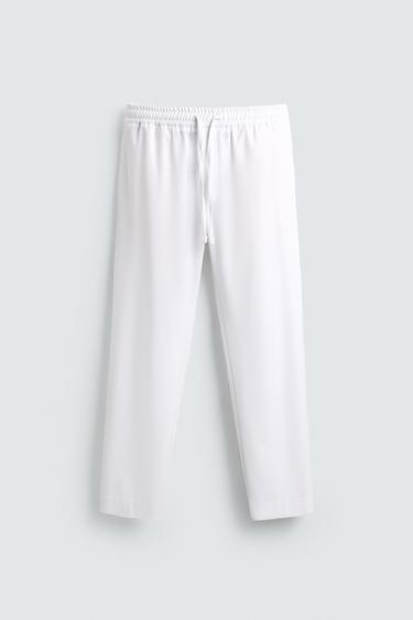 COMFORT FIT JOGGER WAIST TROUSERS - White by Zara