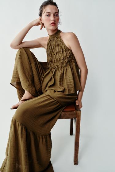 VOLUME CUT TROUSERS - Olive green by Zara
