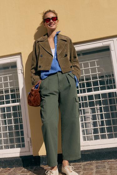 Z1975 MID-RISE CARGO JEANS - Khaki by Zara