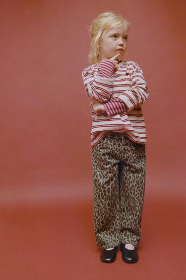 ANIMAL PRINT TWILL TROUSERS - Brown by Zara