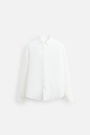 100% LINEN SHIRT - White by Zara