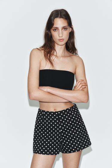 HIGH-WAIST DOT SHORTS - Black / Ecru by Zara