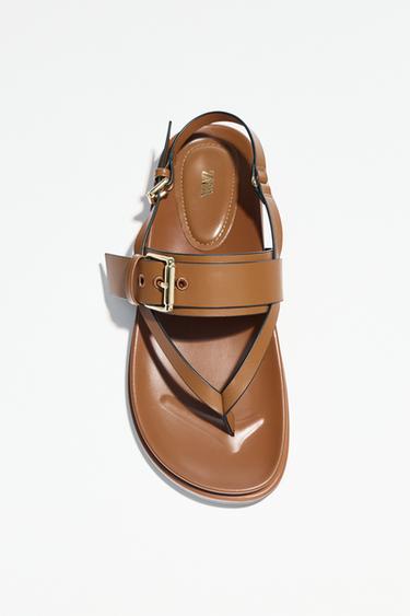 STRAPPY BUCKLE SANDALS - Brown by Zara