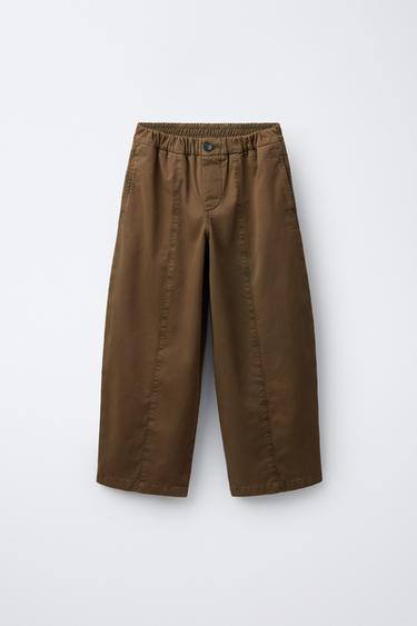 BALLOON TROUSERS WITH SEAM DETAIL - Light brown by Zara