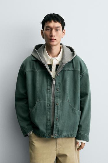 WASHED STRUCTURED OVERSHIRT - washed green by Zara