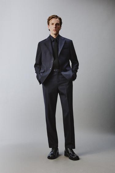 100% WOOL SUIT BLAZER - Navy blue by Zara