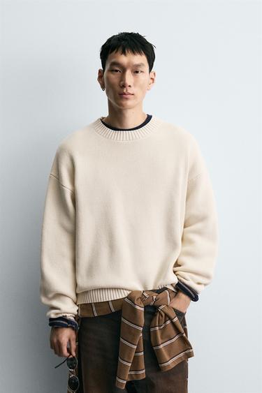 COTTON TEXTURE SWEATER - Ecru by Zara
