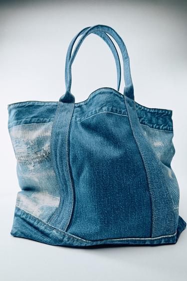 DENIM EFFECT TOTE BAG - Denim Blue by Zara