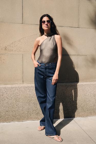 ZW COLLECTION STRAIGHT HIGH-WAIST JEANS - Blue by Zara