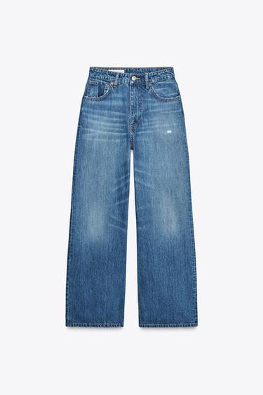 HIGH-WAIST RELAXED OVERSIZE RIPPED JEANS - Blue by Zara