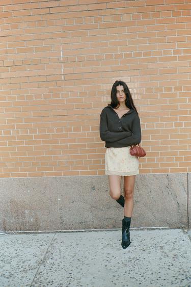 RIB KNIT CARDIGAN WITH BUTTONS - Dark khaki by Zara