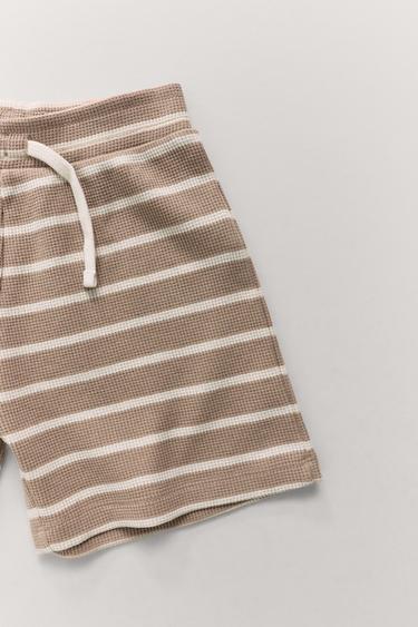 6-14 YEARS/ STRIPED WAFFLE-KNIT PYJAMAS - Brown by Zara