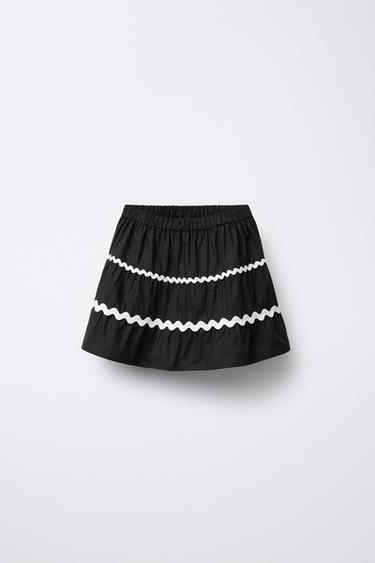 WAVE POPLIN BERMUDA SKORT - Black by Zara