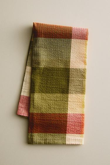 PACK OF CHECK COTTON NAPKINS (PACK OF 2) - Greens by Zara