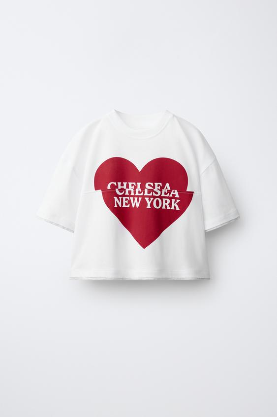 HEART PRINT T-SHIRT - White by Zara - Image 0