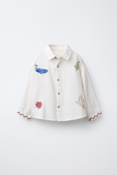 EMBROIDERED SHIRT - Ecru by Zara