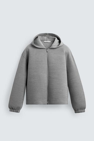 COMPACT BOXY FIT ZIP-UP SWEATSHIRT - Light grey by Zara