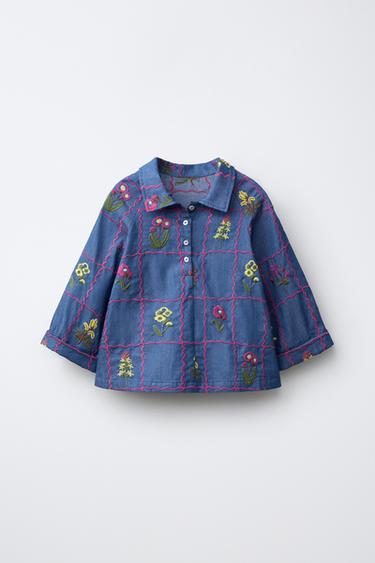 EMBROIDERED SHIRT - Indigo by Zara