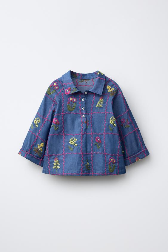 EMBROIDERED SHIRT - Indigo by Zara - Image 0