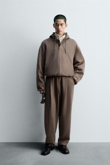 FAUX SUEDE JACKET WITH HOOD - Grey by Zara