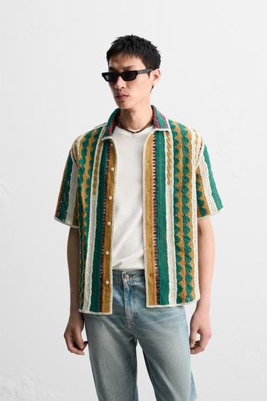 CROCHET TEXTURED SHIRT - Green by Zara