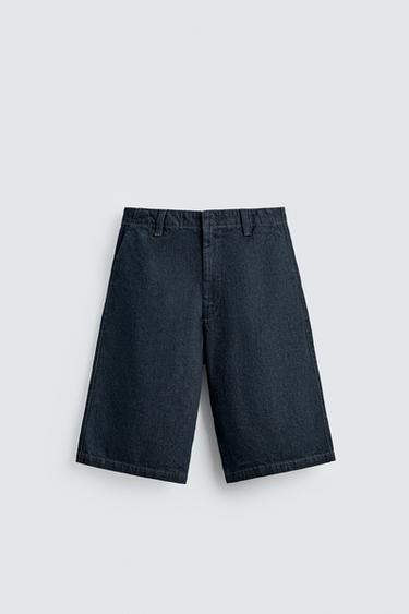 RELAXED FIT DENIM JORTS - Blue by Zara