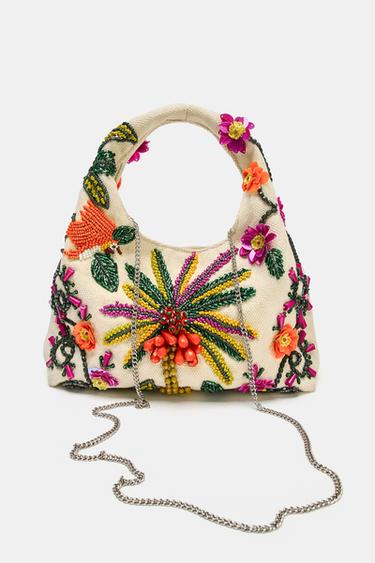 BEADED PRINTED BAG - Multicoloured by Zara