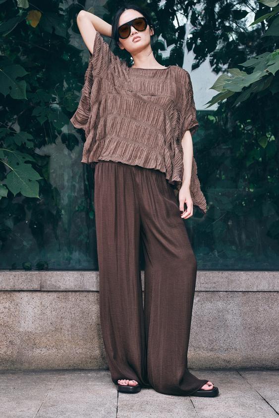 TEXTURED CAPE TOP - Mink by Zara - Image 0