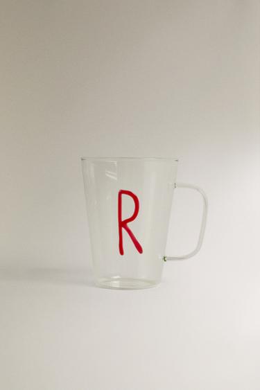 BOROSILICATE MUG WITH INITIAL R - Red by Zara - Image 0