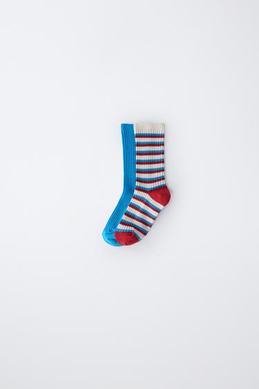 2-PACK OF LONG STRIPED SOCKS - Blue by Zara