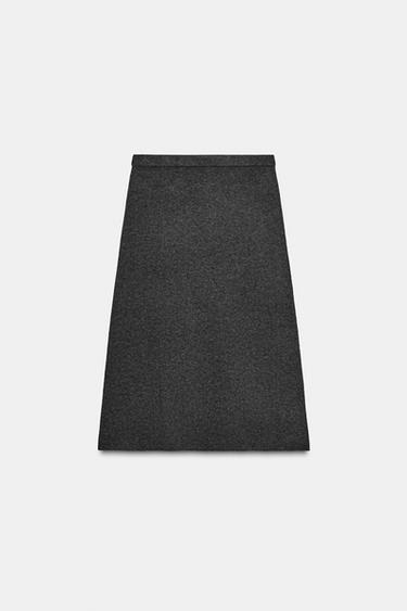 KNIT MIDI SKIRT - Grey by Zara