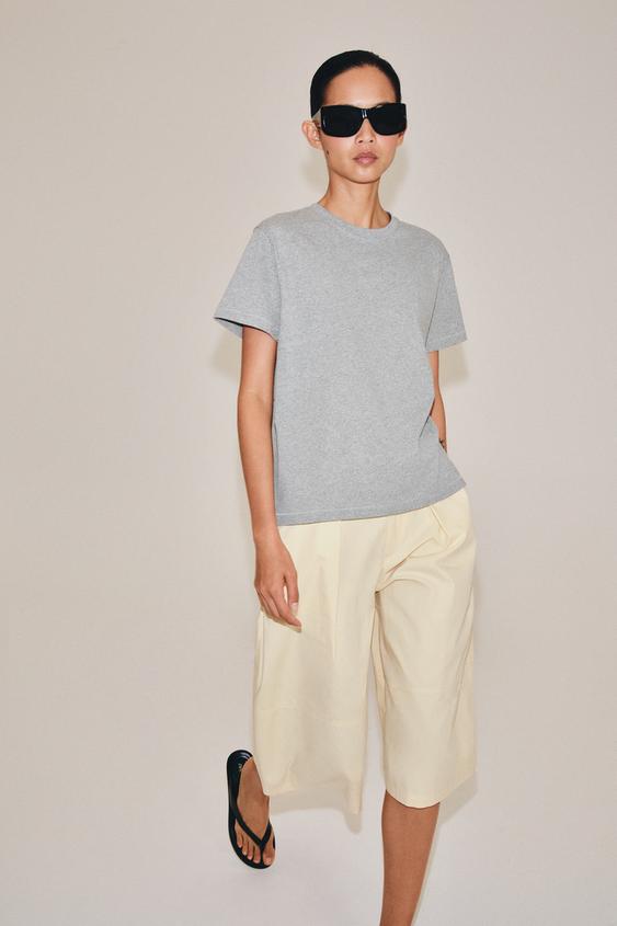 ROUND NECK T-SHIRT - Grey marl by Zara - Image 0