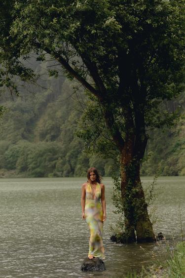 PRINTED TULLE HALTER MIDI DRESS - Multicoloured by Zara - Image 0