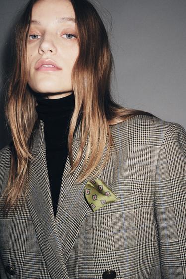 CHECK WOOL BLEND BLAZER ZW COLLECTION - Beige by Zara