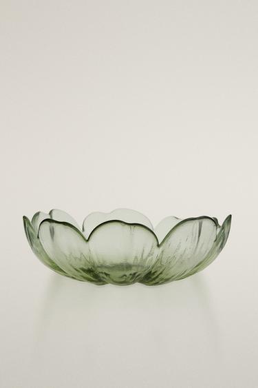 FLOWER GLASS BOWL - Green by Zara