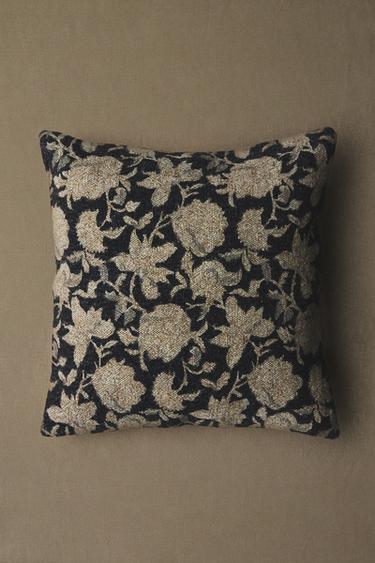 FLORAL PRINT CUSHION COVER - Blue by Zara
