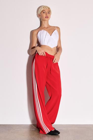 TROUSERS WITH SIDE TAPING - Red by Zara - Image 0