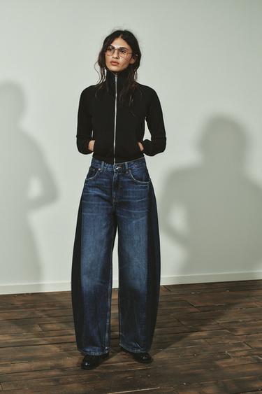 HIGH-WAIST TRF OVERSIZE BALLOON JEANS - Navy blue by Zara