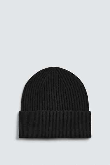 WOOL BLEND KNIT BEANIE - Black by Zara