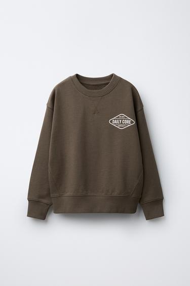 LOGO PRINT SWEATSHIRT - Brown by Zara - Image 0