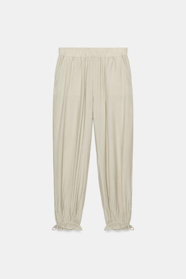 SAROUEL TROUSERS WITH ELASTIC WAIST - Ecru by Zara