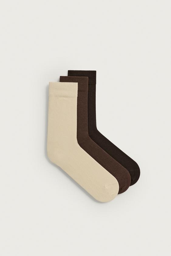 3-PACK OF LIGHTWEIGHT TEXTURED SOCKS - Brown by Zara - Image 0
