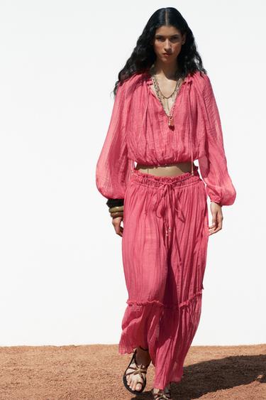 WRINKLED-EFFECT SKIRT - Mid-pink by Zara - Image 0