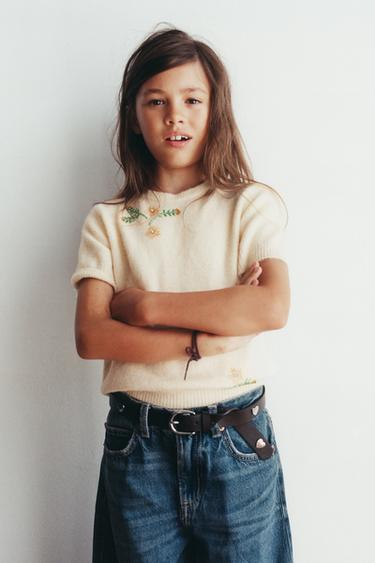 BEADED KNIT SWEATER - Pastel yellow by Zara