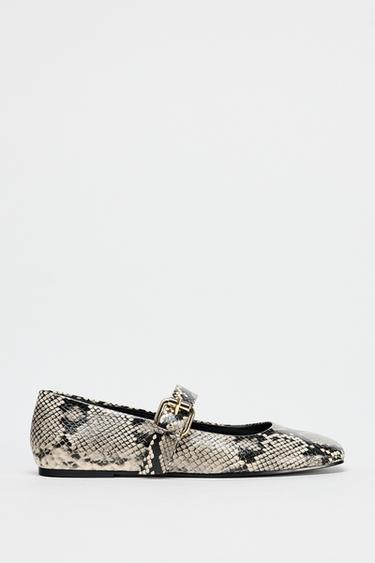 BALLET FLATS WITH ANIMAL PRINT - Snakeskin by Zara