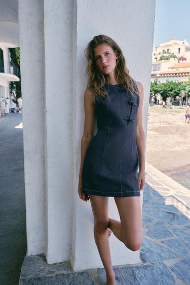 SHORT DRESS WITH FROG FASTENING - Indigo by Zara