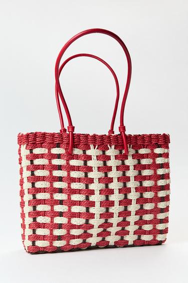 BRAIDED-EFFECT MINI TOTE BAG - Red by Zara