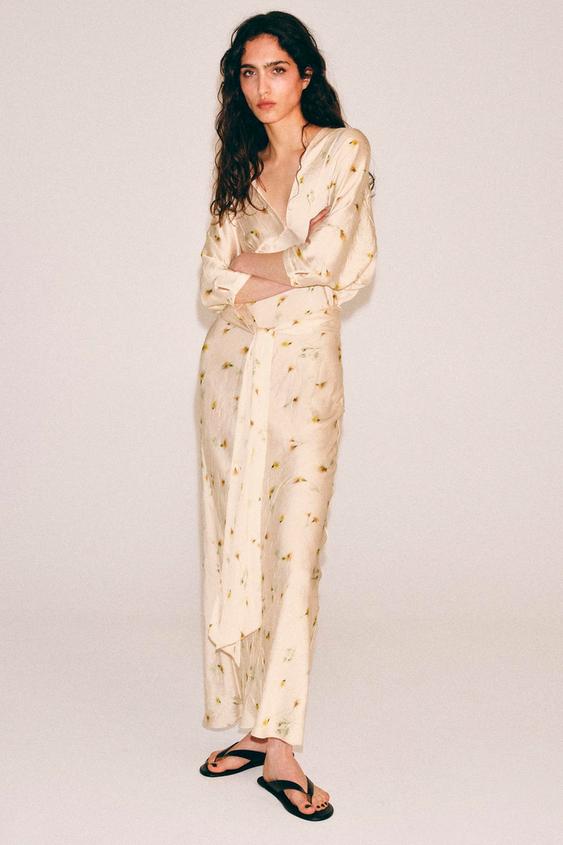 ZW COLLECTION PRINTED LONG DRESS - Ecru by Zara - Image 0