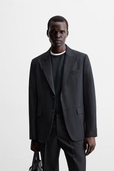 HERRINGBONE SUIT BLAZER - Navy blue by Zara